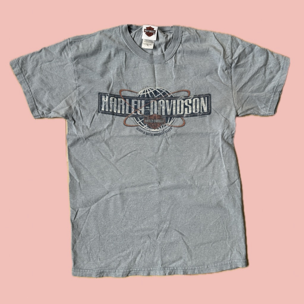 Harley Davidson Graphic T-Shirt USA Made M Gray Vintage Style